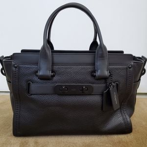Coach Swangger 27 Black Matte Hardware Handbag